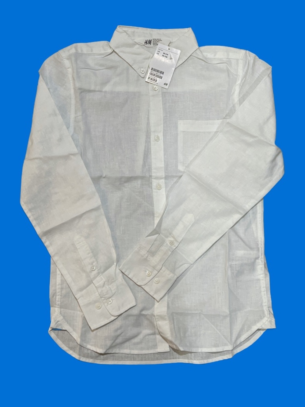 NWT: H&M Boys Linen White Long Sleeve Button-Down
